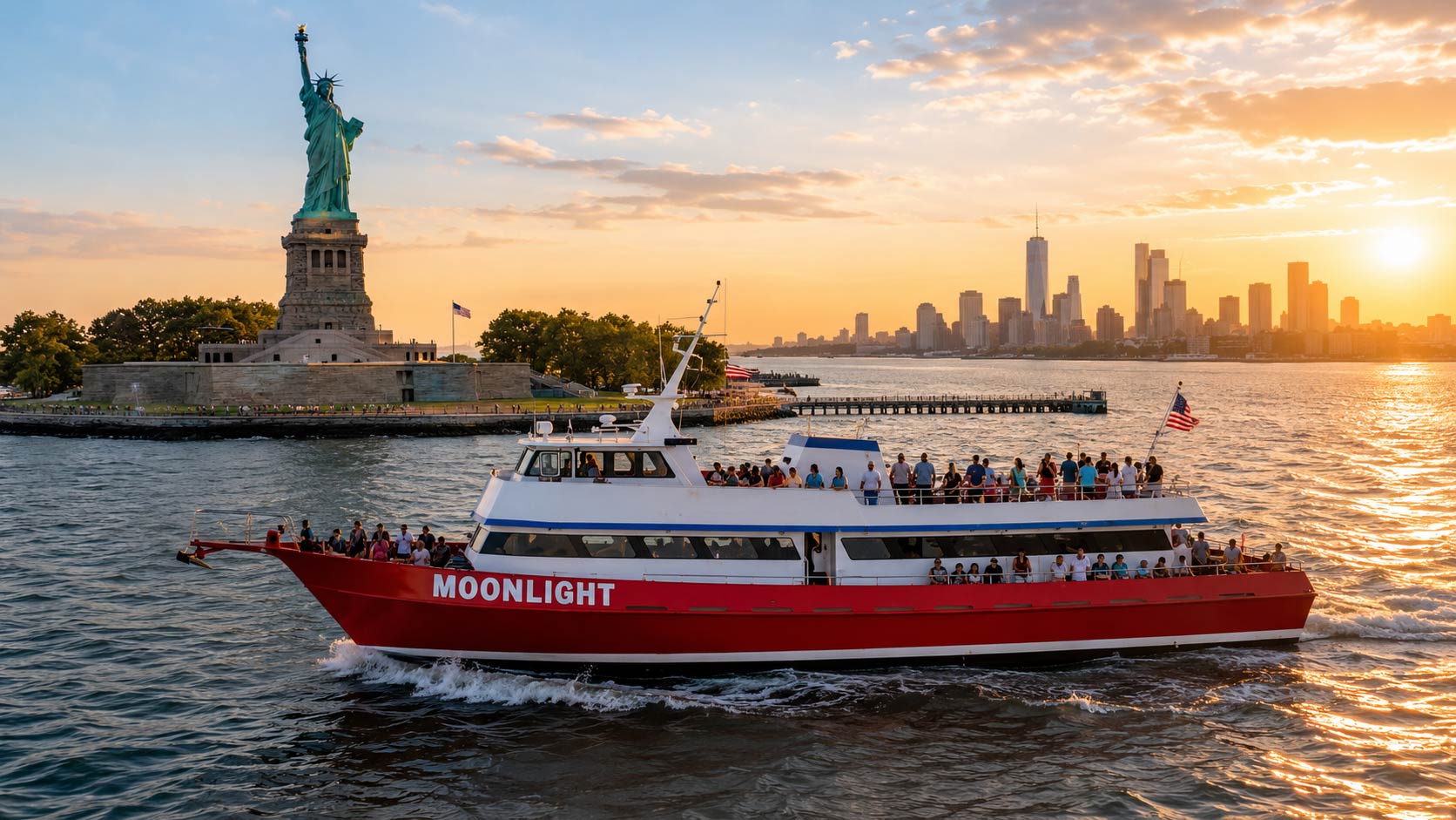 Corporate yacht cruising in New York Harbor