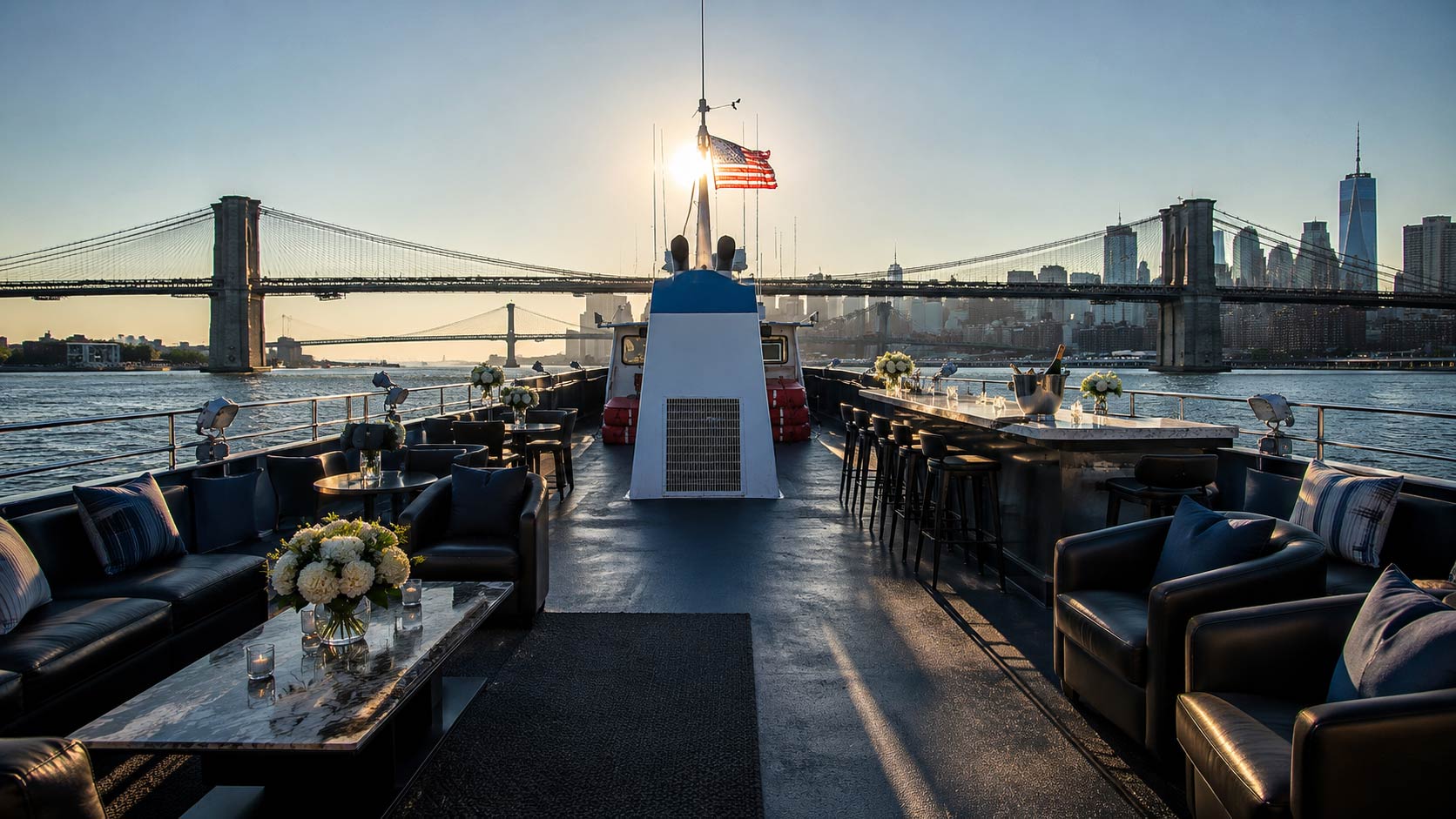 Interior yacht lounge for company events